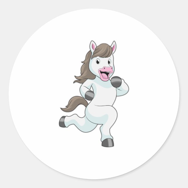 Horse as Runner at Running Classic Round Sticker (Front)