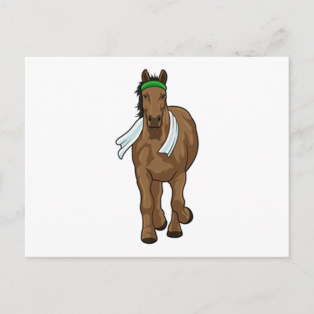 Horse as Runner with Towel Postcard (Front)