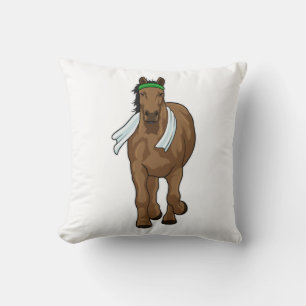 Horse as Runner with Towel Throw Pillow