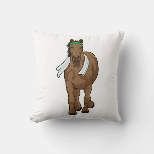 Horse as Runner with Towel Throw Pillow (Front)