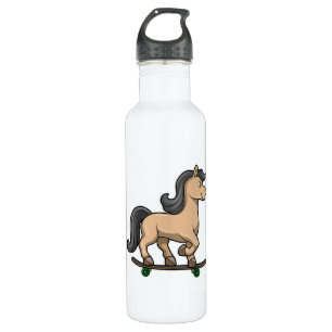 Horse as Skater with Skateboard 710 Ml Water Bottle