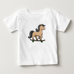 Horse as Skater with Skateboard Baby T-Shirt