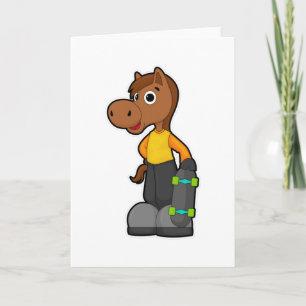 Horse as Skater with Skateboard Card