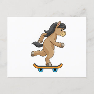 Horse as Skater with Skateboard Postcard