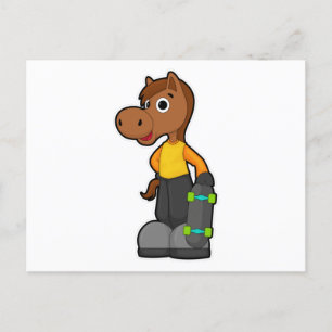 Horse as Skater with Skateboard Postcard