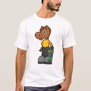 Horse as Skater with Skateboard T-Shirt