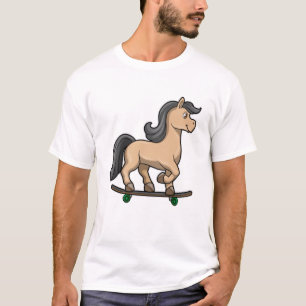 Horse as Skater with Skateboard T-Shirt