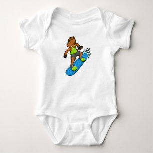 Horse as Snowboarder with Snowboard Baby Bodysuit