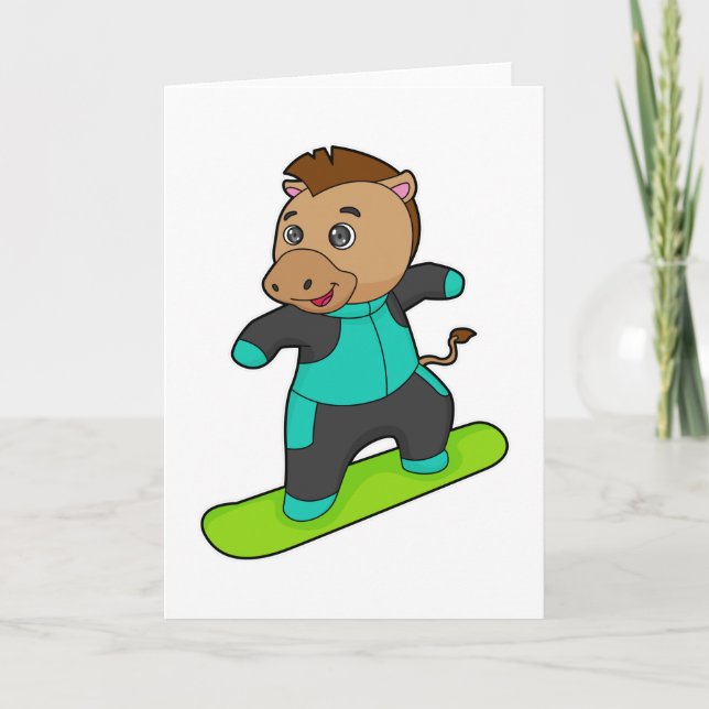 Horse as Snowboarder with Snowboard Card (Front)