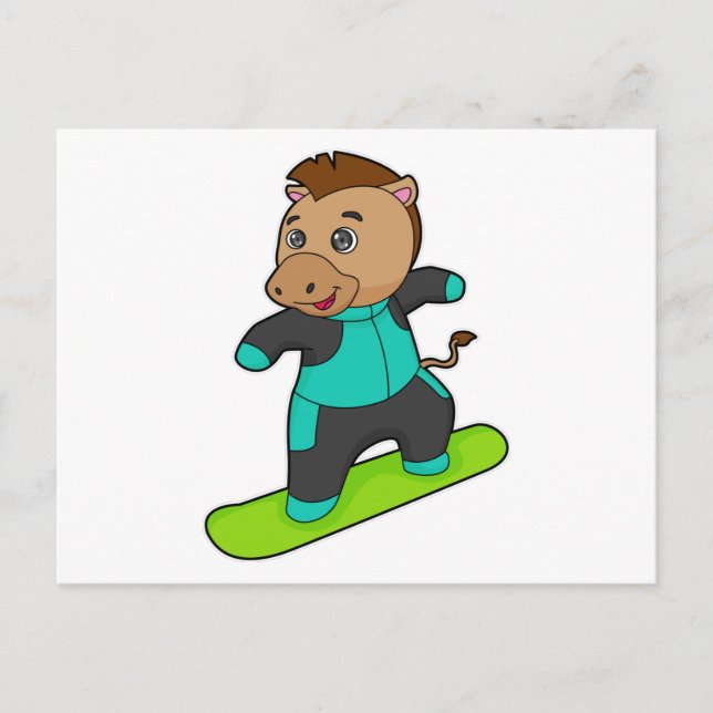 Horse as Snowboarder with Snowboard Postcard (Front)