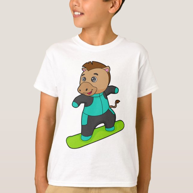 Horse as Snowboarder with Snowboard T-Shirt (Front)