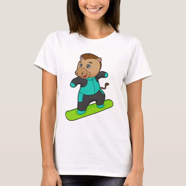 Horse as Snowboarder with Snowboard T-Shirt (Front)