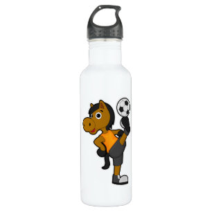 Horse as Soccer player with Soccer ball 710 Ml Water Bottle