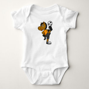 Horse as Soccer player with Soccer ball Baby Bodysuit