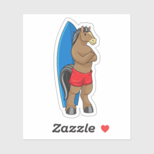 Horse as Surfer with Surfboard
