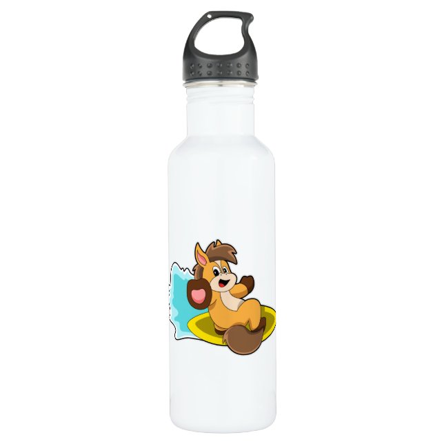 Horse as Surfer with Surfboard 710 Ml Water Bottle (Front)