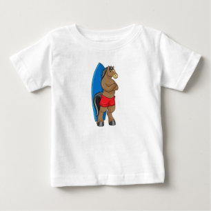 Horse as Surfer with Surfboard Baby T-Shirt