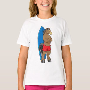 Horse as Surfer with Surfboard T-Shirt