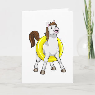 Horse as Swimmer with Lifebouy Card
