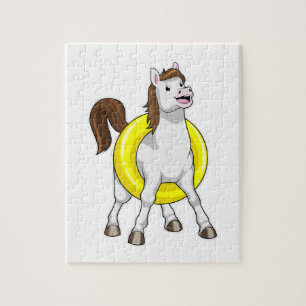 Horse as Swimmer with Lifebouy Jigsaw Puzzle