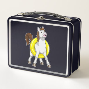 Horse as Swimmer with Lifebouy Metal Lunch Box