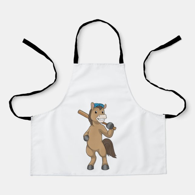 Horse at Baseball with Baseball bat Apron (Front)