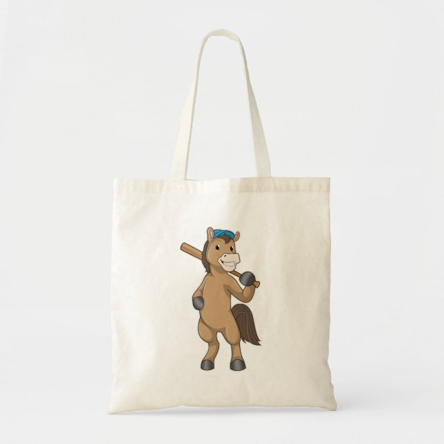 Horse at Baseball with Baseball bat Tote Bag (Front)