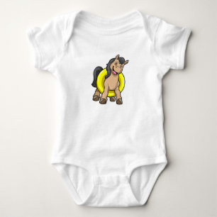 Horse at Beach with Swim ring Baby Bodysuit