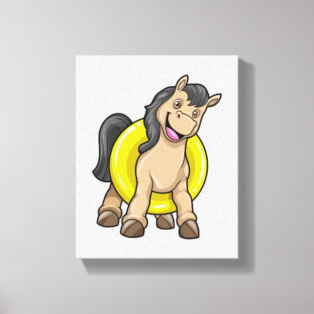 Horse at Beach with Swim ring Canvas Print (Front)