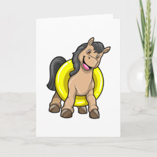 Horse at Beach with Swim ring Card