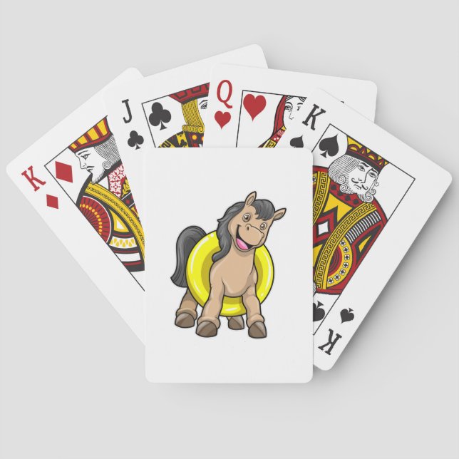 Horse at Beach with Swim ring Playing Cards (Back)