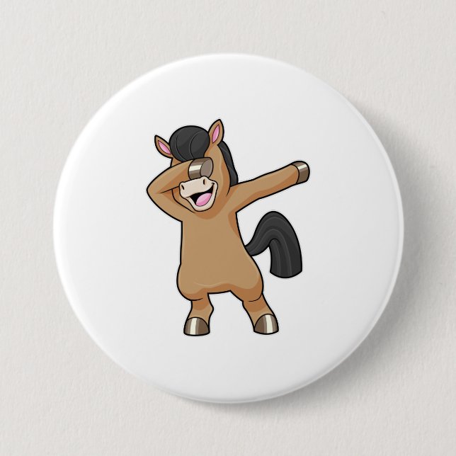Horse at Hip Hop Dance Dab 3 Inch Round Button (Front)