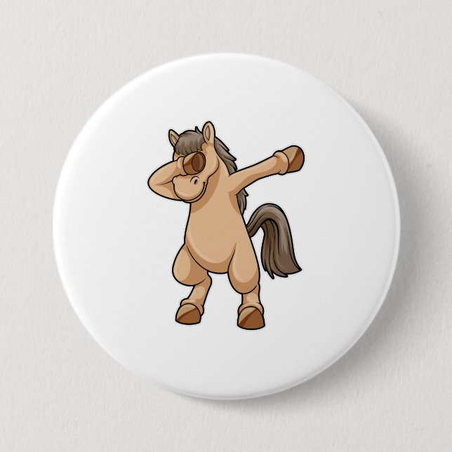 Horse at Hip Hop Dance Dab 3 Inch Round Button (Front)