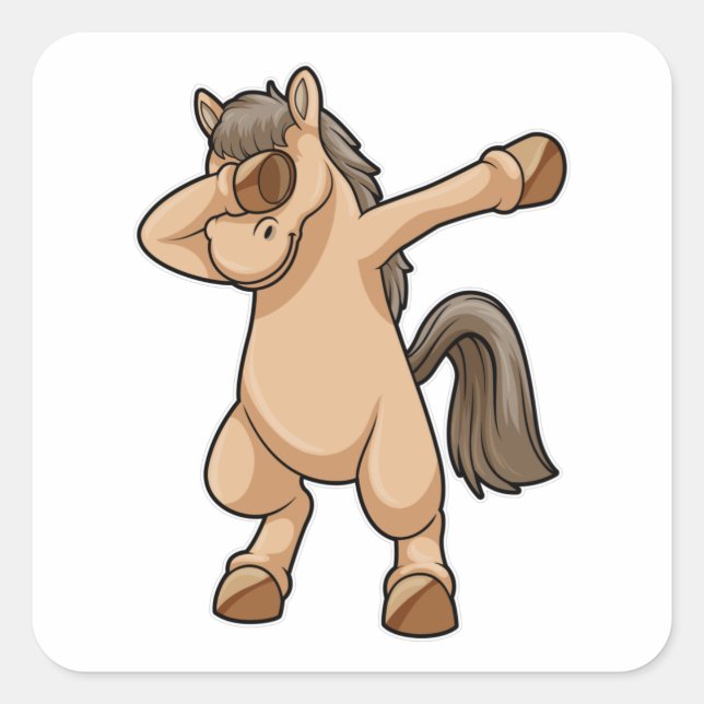 Horse at Hip Hop Dance Dab Square Sticker (Front)