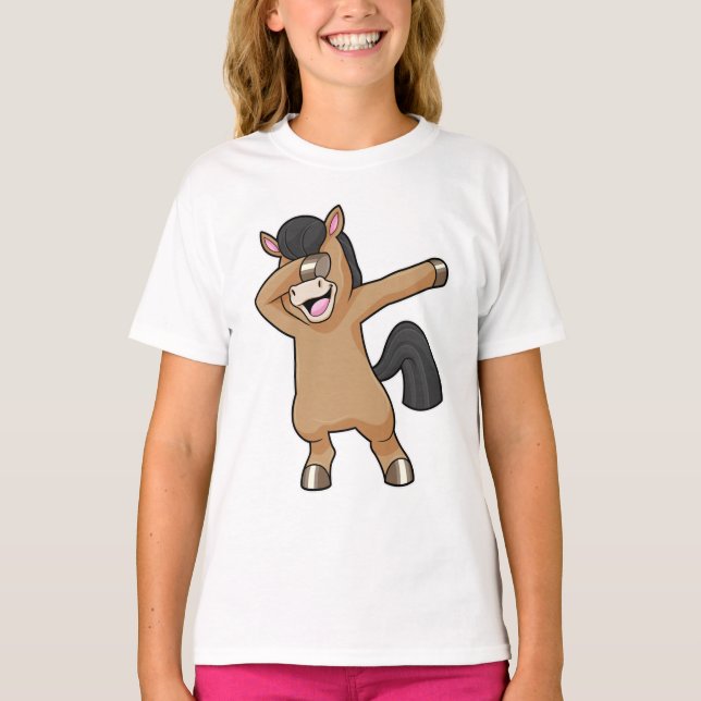 Horse at Hip Hop Dance Dab T-Shirt (Front)