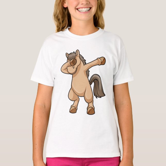 Horse at Hip Hop Dance Dab T-Shirt (Front)