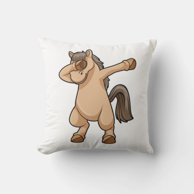 Horse at Hip Hop Dance Dab Throw Pillow (Front)