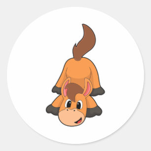 Horse at Playing Classic Round Sticker