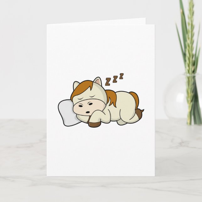 Horse at Sleeping with Pillow Card (Front)