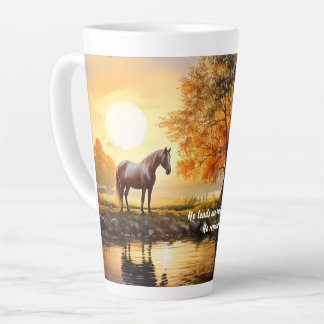Horse at Sunrise with Verse Latte Mug