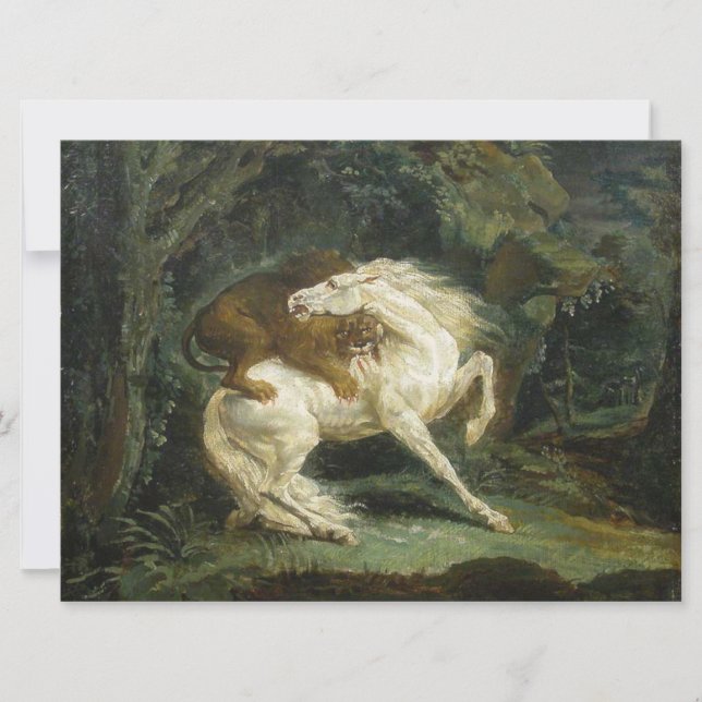 Horse Attacked by a Lion Card (Front)