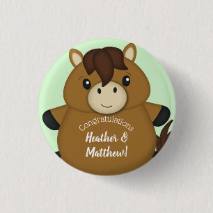 Horse Baby Shower 1 Inch Round Button