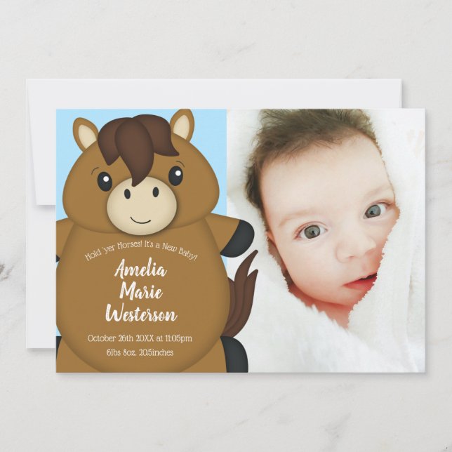 Horse Baby Shower Blue Boy Invitation (Front)