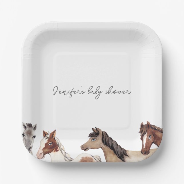 Horse Baby Shower Custom Paper Plate (Front)