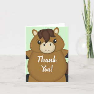 Horse Baby Shower Green Thank You Card