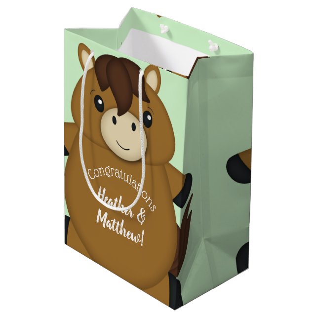 Horse Baby Shower Medium Gift Bag (Back Angled)