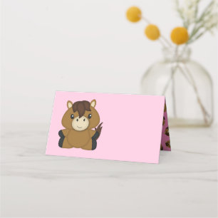 Horse Baby Shower Pink Girl Place Card