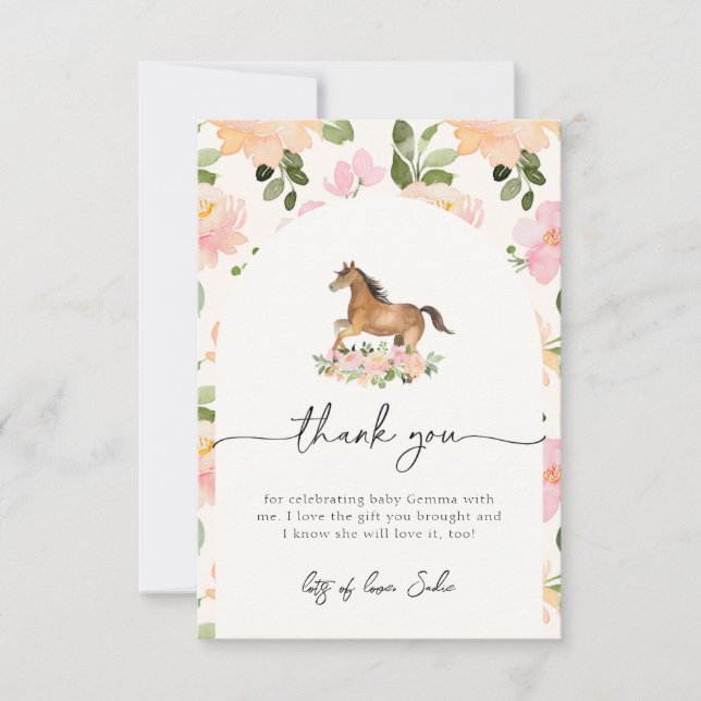 Horse Baby Shower Thank You Card (Front)