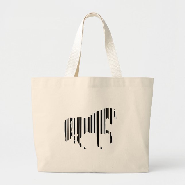 HORSE BAR CODE Zebra Barcode Pattern Design Large Tote Bag (Front)