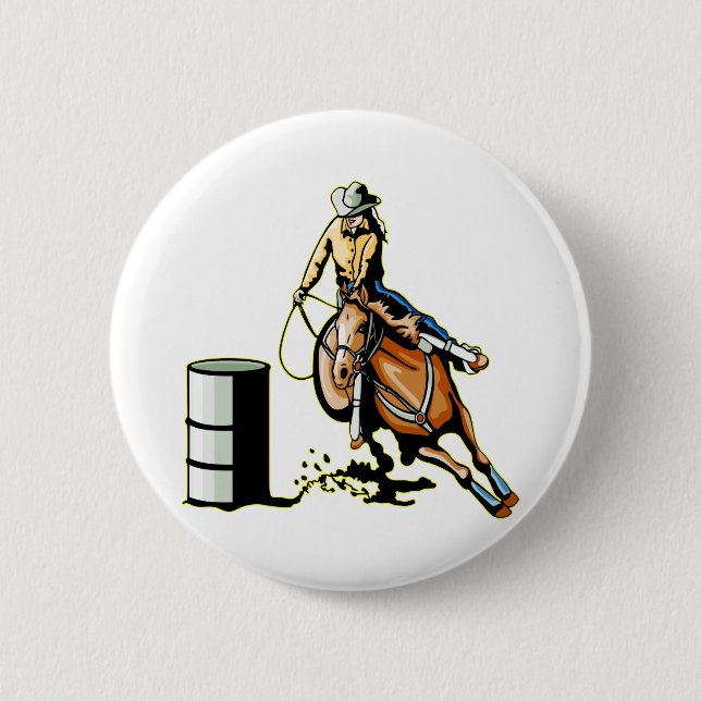 Horse Barrel Racing 2 Inch Round Button (Front)